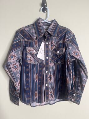 Cowboy Legend Boys Long Sleeve Paisley Pearl Snap Small